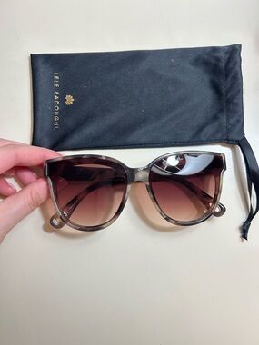 Lele Sadoughi Translucent Taupe Cat Eye Sunglasses with Brown Gradient Lenses
